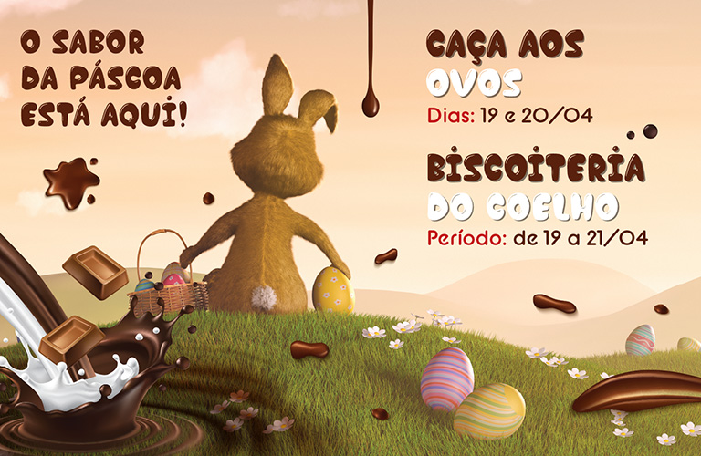 Caça aos ovos e oficina de biscoito na Páscoa do Shopping Frei Caneca